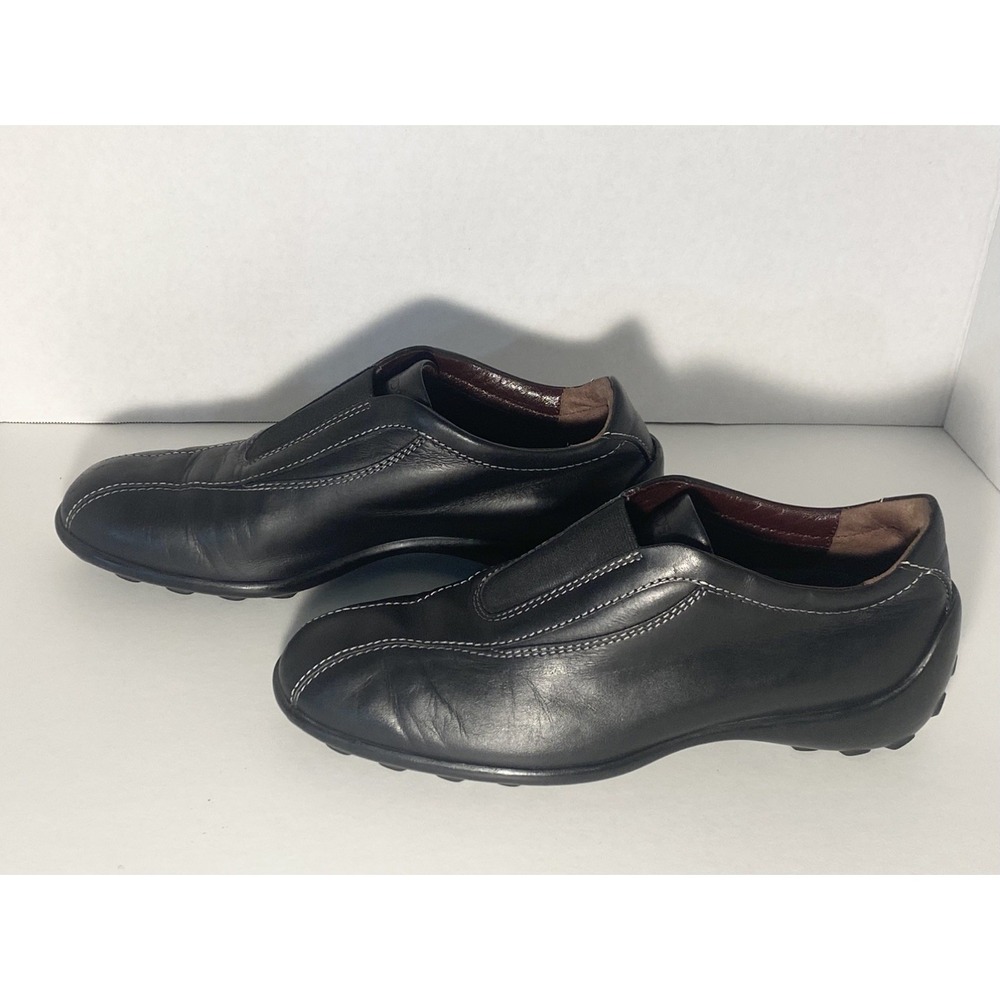 TOD'S Black Italian Leather Woman's Slip On Classic Sneakers/Loafers US size 6.5